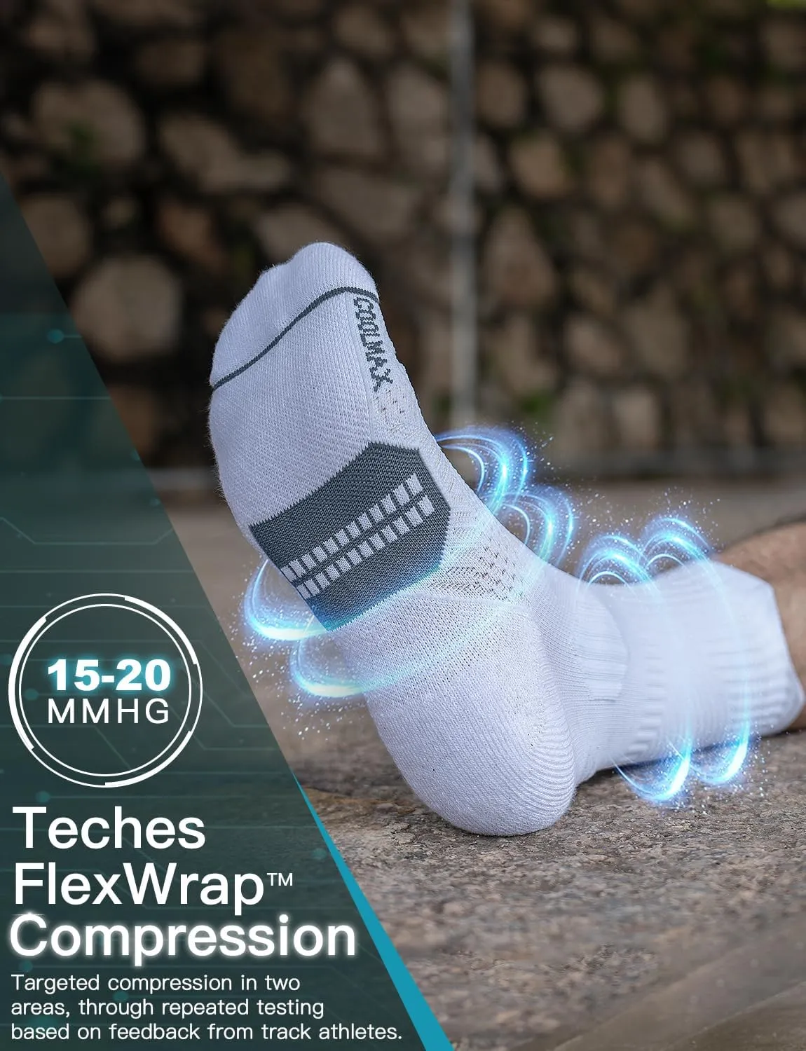 Bamboo Viscose Coolmax Crew Compression Running Socks Athletic Hiking Basketball Workout Moisture Wicking AntiBlister