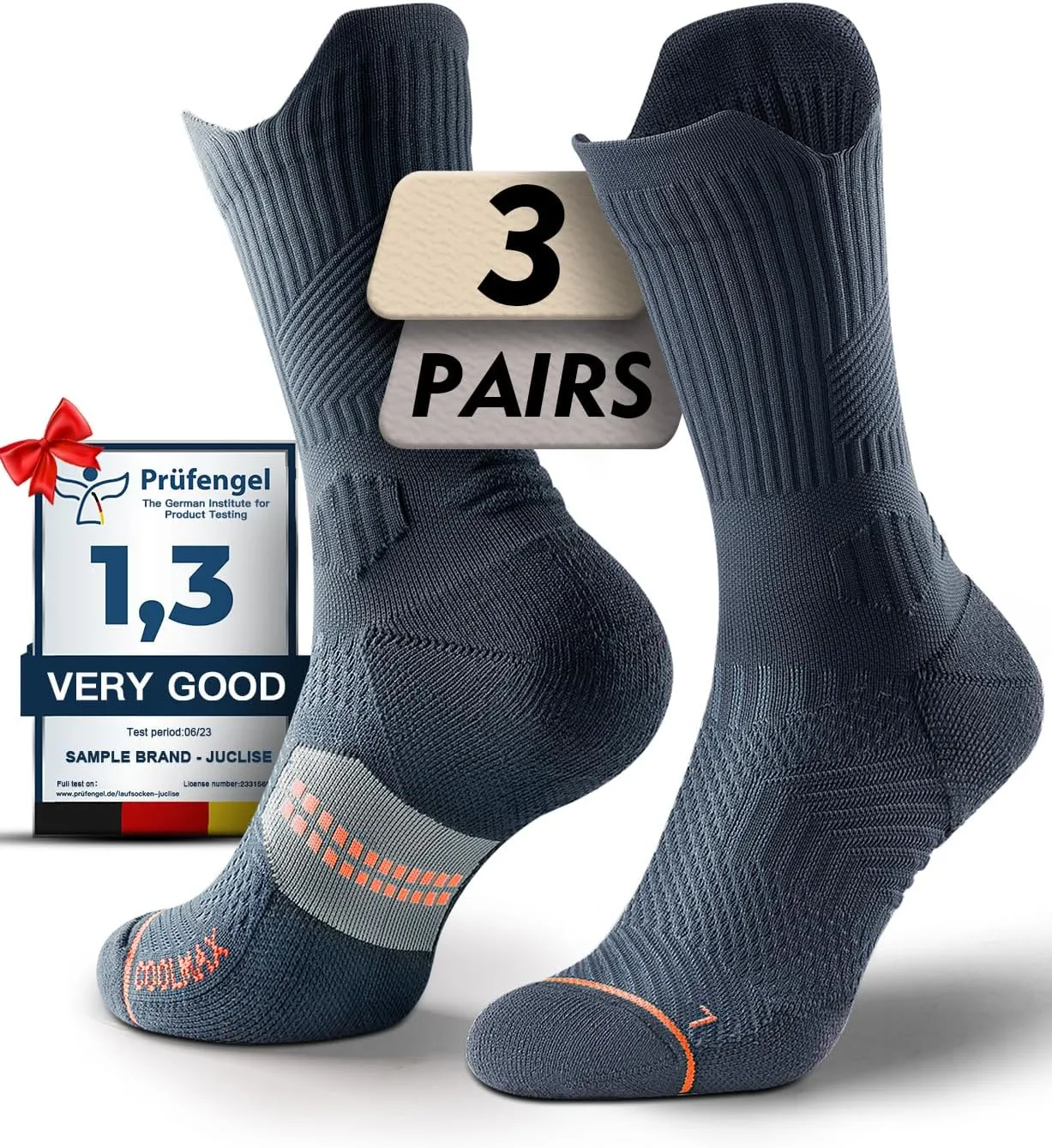 Bamboo Viscose Coolmax Crew Compression Running Socks Athletic Hiking Basketball Workout Moisture Wicking AntiBlister