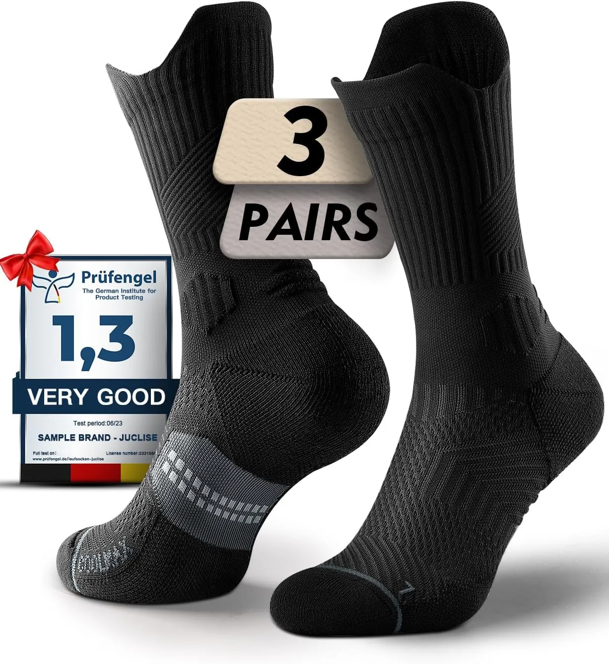 Bamboo Viscose Coolmax Crew Compression Running Socks Athletic Hiking Basketball Workout Moisture Wicking AntiBlister