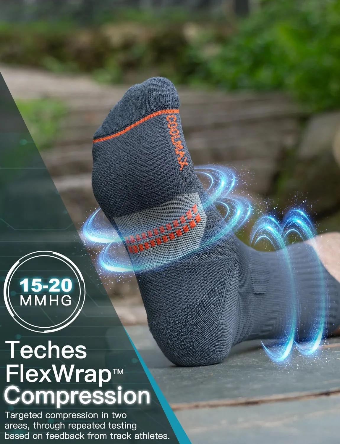 Bamboo Viscose Coolmax Crew Compression Running Socks Athletic Hiking Basketball Workout Moisture Wicking AntiBlister
