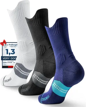 Bamboo Viscose Coolmax Crew Compression Running Socks Athletic Hiking Workout Moisture Wicking Anti-Blister