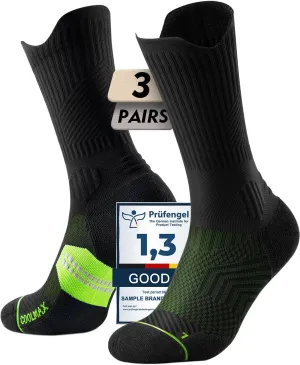 Bamboo Viscose Coolmax Crew Compression Running Socks Athletic Hiking Workout Moisture Wicking Anti-Blister