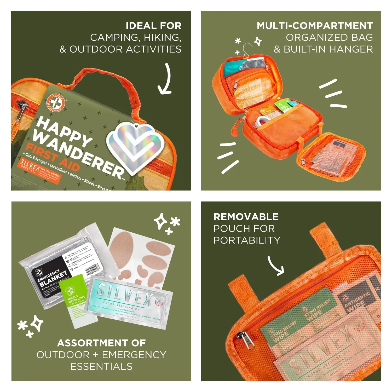 Be Smart Get Prepared Outdoor First Aid - Happy Wanderer, 134 Pcs