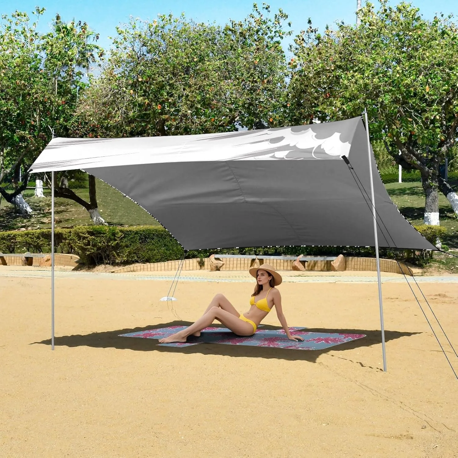 Beach Canopy Tent Outdoor Patio Shade Cute 9.2 × 10.5 FT Outside Camping Sun Shelter Custom Racing Car Speed Black Shelters with Sand Bags Poles