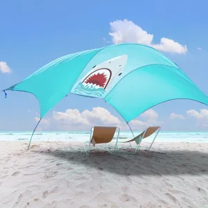 Beach Shade Tent Sun Canopy Shelter, Wind Canopy for Beach, Backyard, Park, Dessert, Light Weight, Easy Set Up, 150 Sq. Ft. of Shade for 3-6 People, Blue Tint Shark