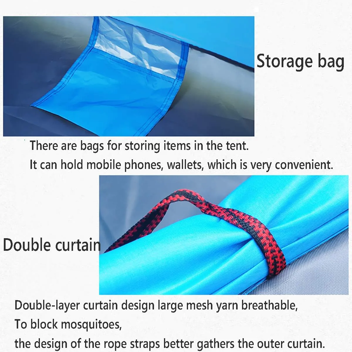 Beach Tent, Pop Up Tents for Double/3 to 4 Person Automatic Opening Double Layer Tent,Rainproof and Sunproof Portable Beach Camping Tent,Green,3 to4 People
