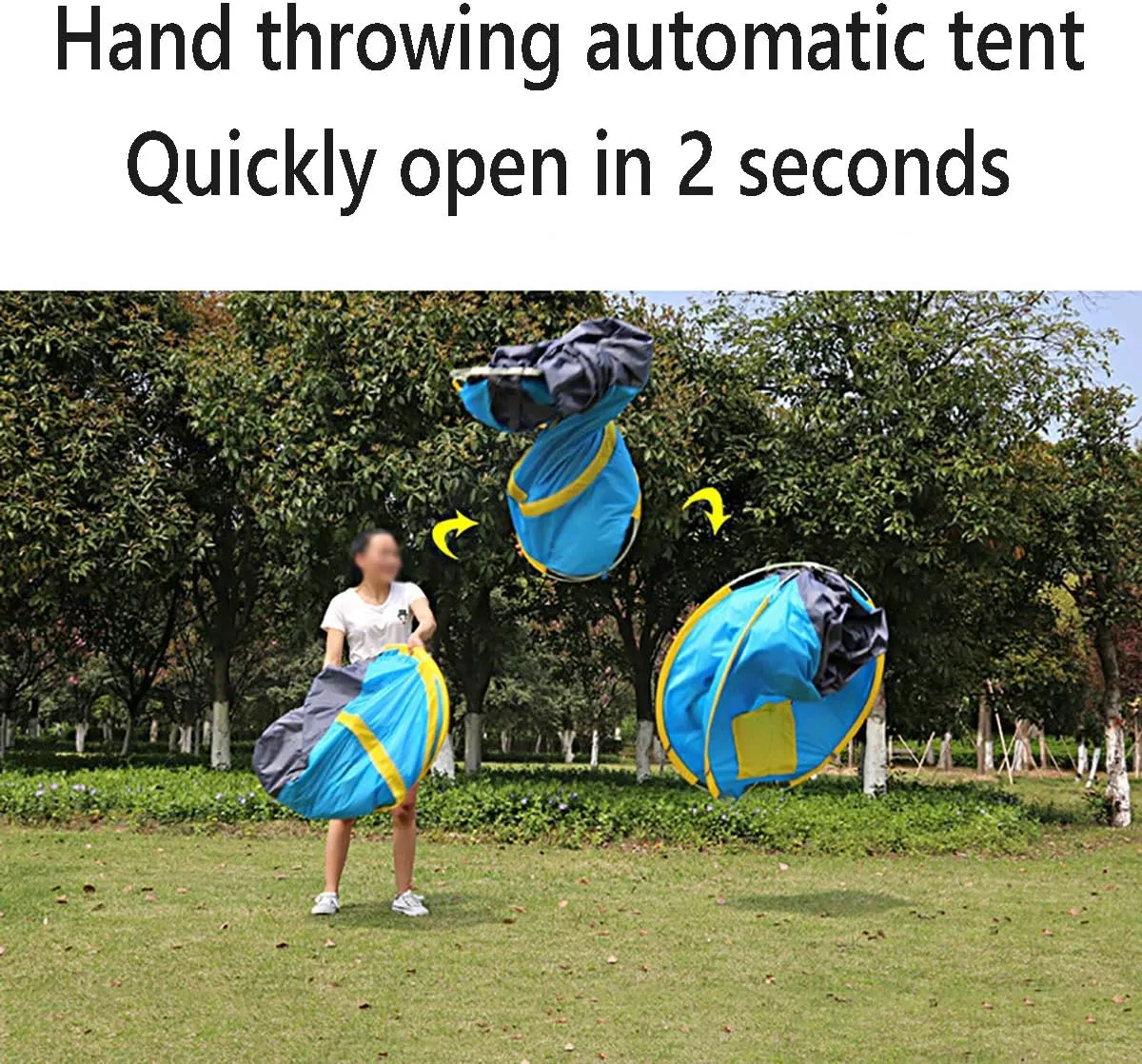Beach Tent, Pop Up Tents for Double/3 to 4 Person Automatic Opening Double Layer Tent,Rainproof and Sunproof Portable Beach Camping Tent,Green,3 to4 People