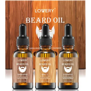 Beard Oil for Men – Sandalwood, Vanilla & Cedarwood Natural Mens Beard Oil Kit with Argan & Jojoba Oil Beard Softener & Deeply Moisturizer Adding Natural Shine, Grooming Kit Beard Fathers Day Dad Gift