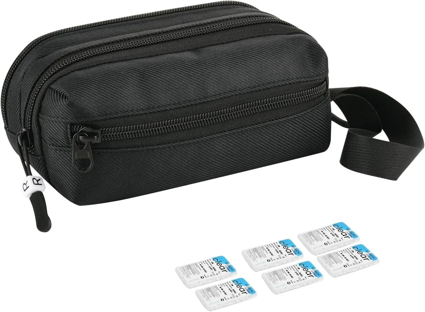 Beautyflier Disposable Daily Contact Lens Case Organizer, Travel Compact Multi-Pockets Storage Bag with Zipper Labeled R & L, Storage up to 60 Lenses
