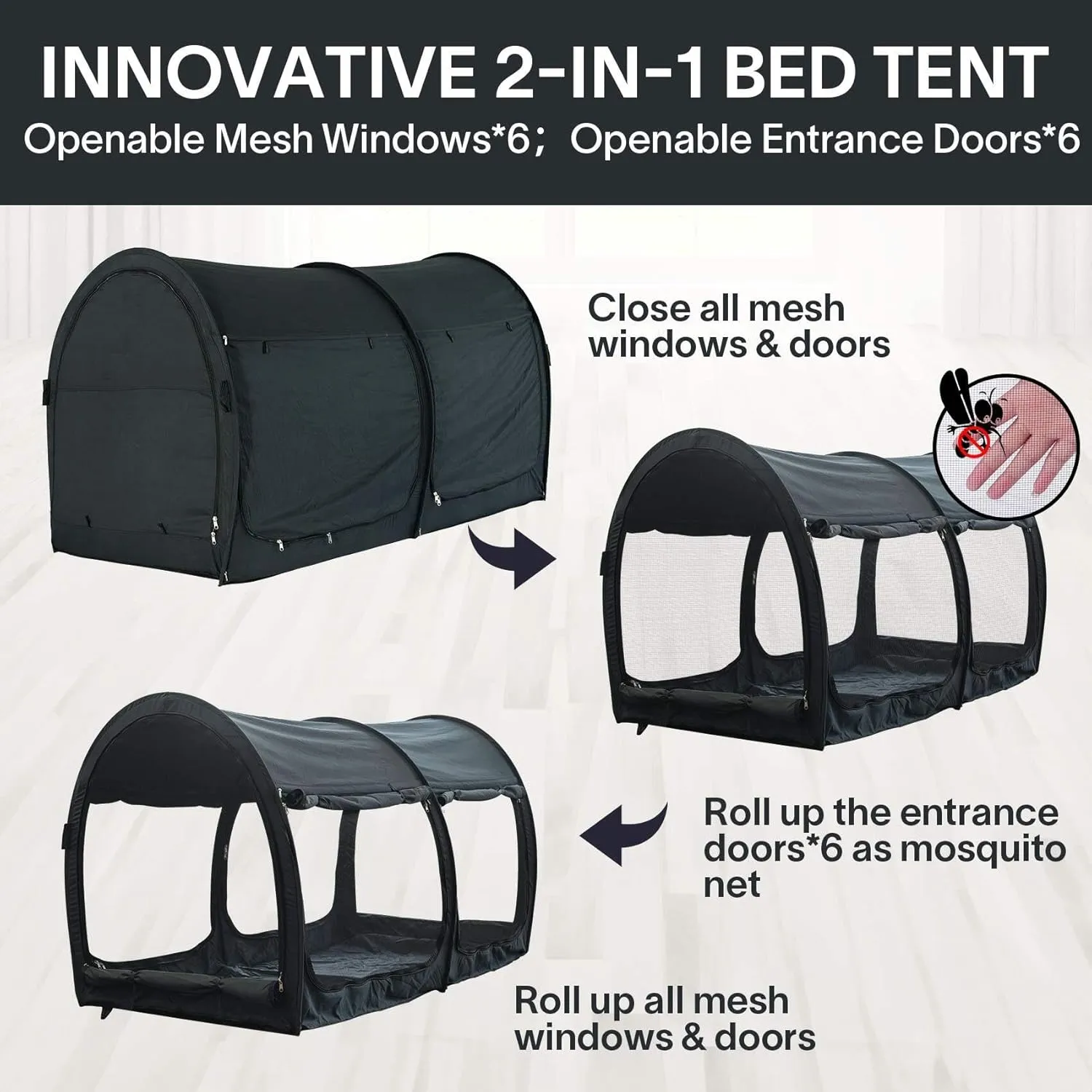 Bed Tent Dream Tents Bed Canopy Shelter Cabin Indoor Privacy Warm Breathable Pop Up Twin Size for Kids and Adult Patent Pending(Mattress Not Included)