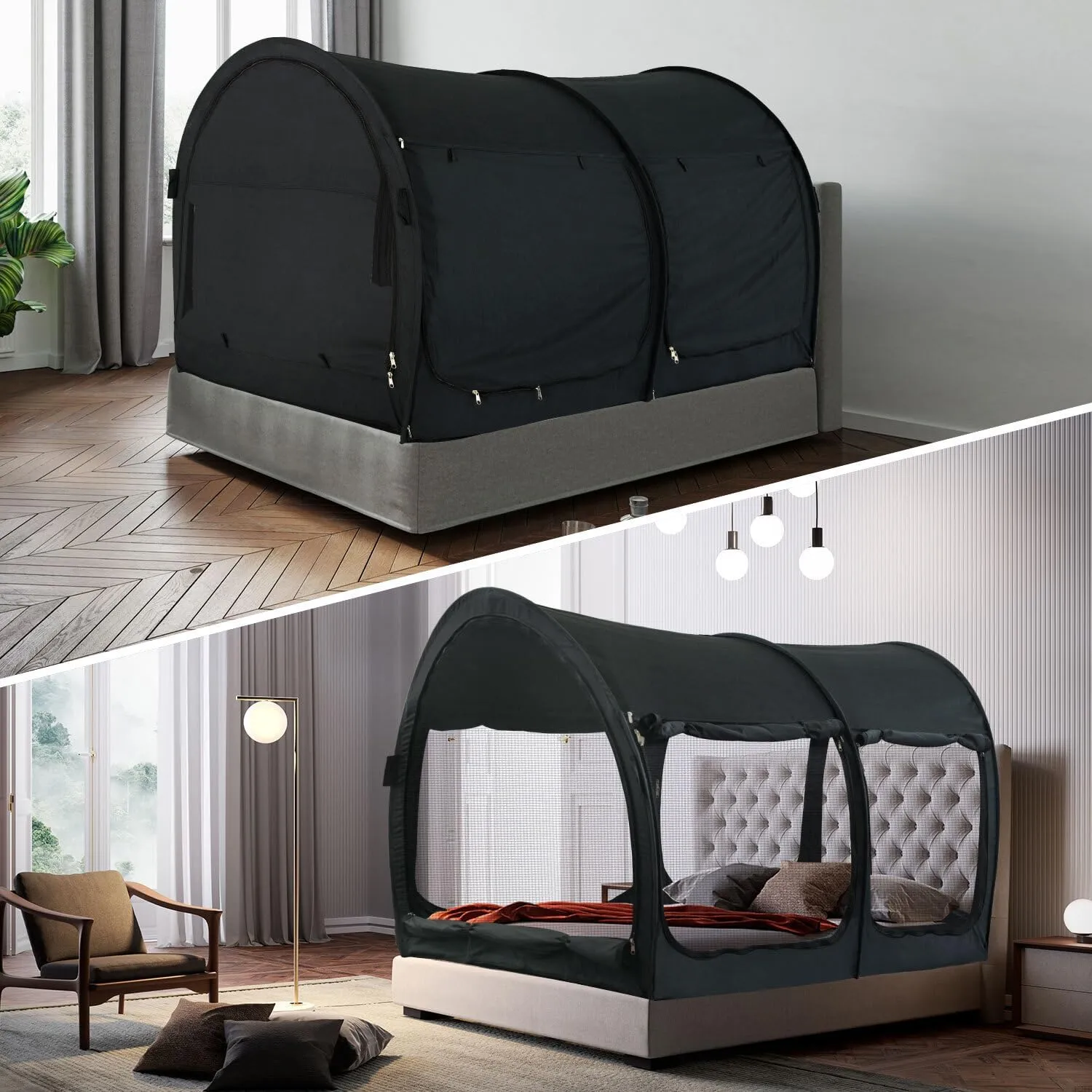 Bed Tent Dream Tents Bed Canopy Shelter Cabin Indoor Privacy Warm Breathable Pop Up Twin Size for Kids and Adult Patent Pending(Mattress Not Included)