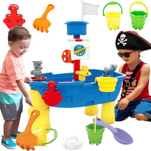 BELLOCHIDDO Water Table for Toddlers 1-3 - Ship Beach Toy Boat for Toddler, Summer Toys Kids Water Play Table & Sandbox, Water Toy Accessories for Boys Girls