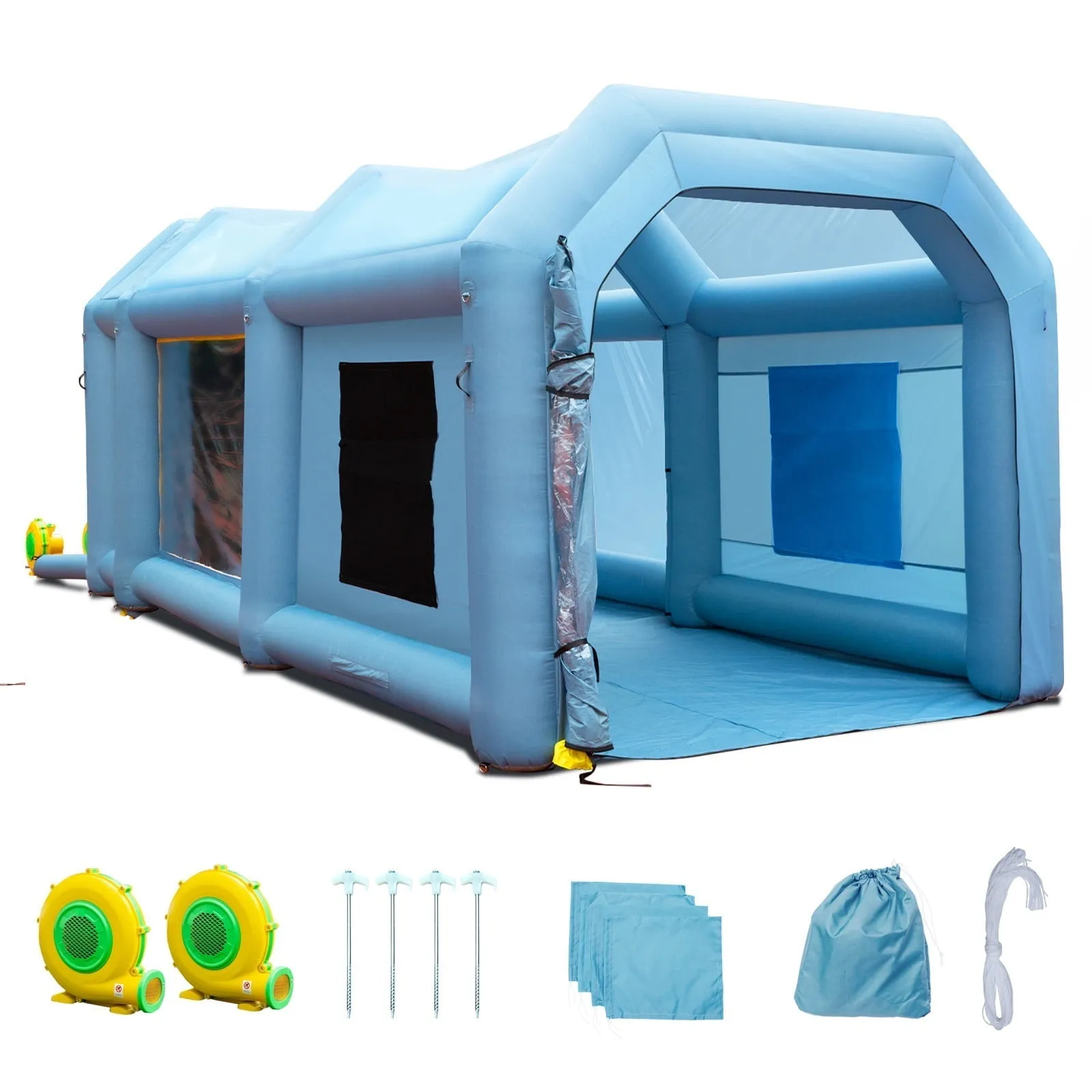 BENTISM Inflatable Paint Booth 26x15x11ft Inflatable Spray Booth Car Paint Tent with 750W 950W Filter System Blower