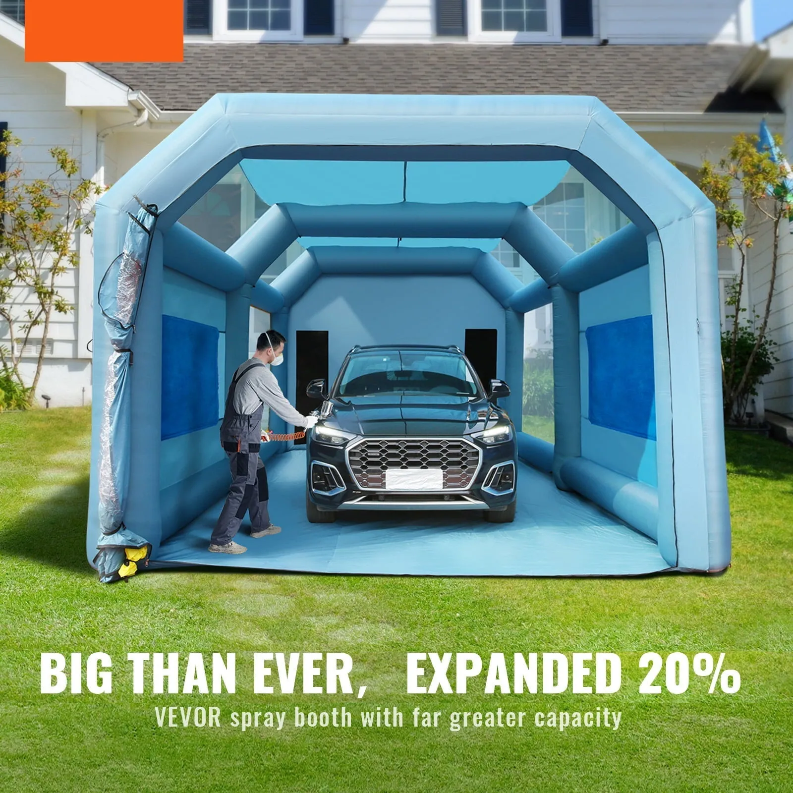 BENTISM Inflatable Paint Booth 26x15x11ft Inflatable Spray Booth Car Paint Tent with 750W 950W Filter System Blower