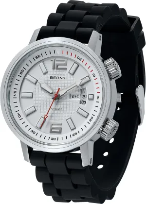 BERNY Automatic Mechanical Dive Watch for Men Self Winding Sport Silicon Strap Wristwatches Waterproof 20ATM Sapphire Glass Scratch Resistant Super Luminous（No Battery Required