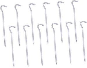 BESPORTBLE 12pcs Aluminum Alloy Tent Stakes with Hooks Ground Pegs for Camping Gardening and Landscape Anchoring Lightweight and