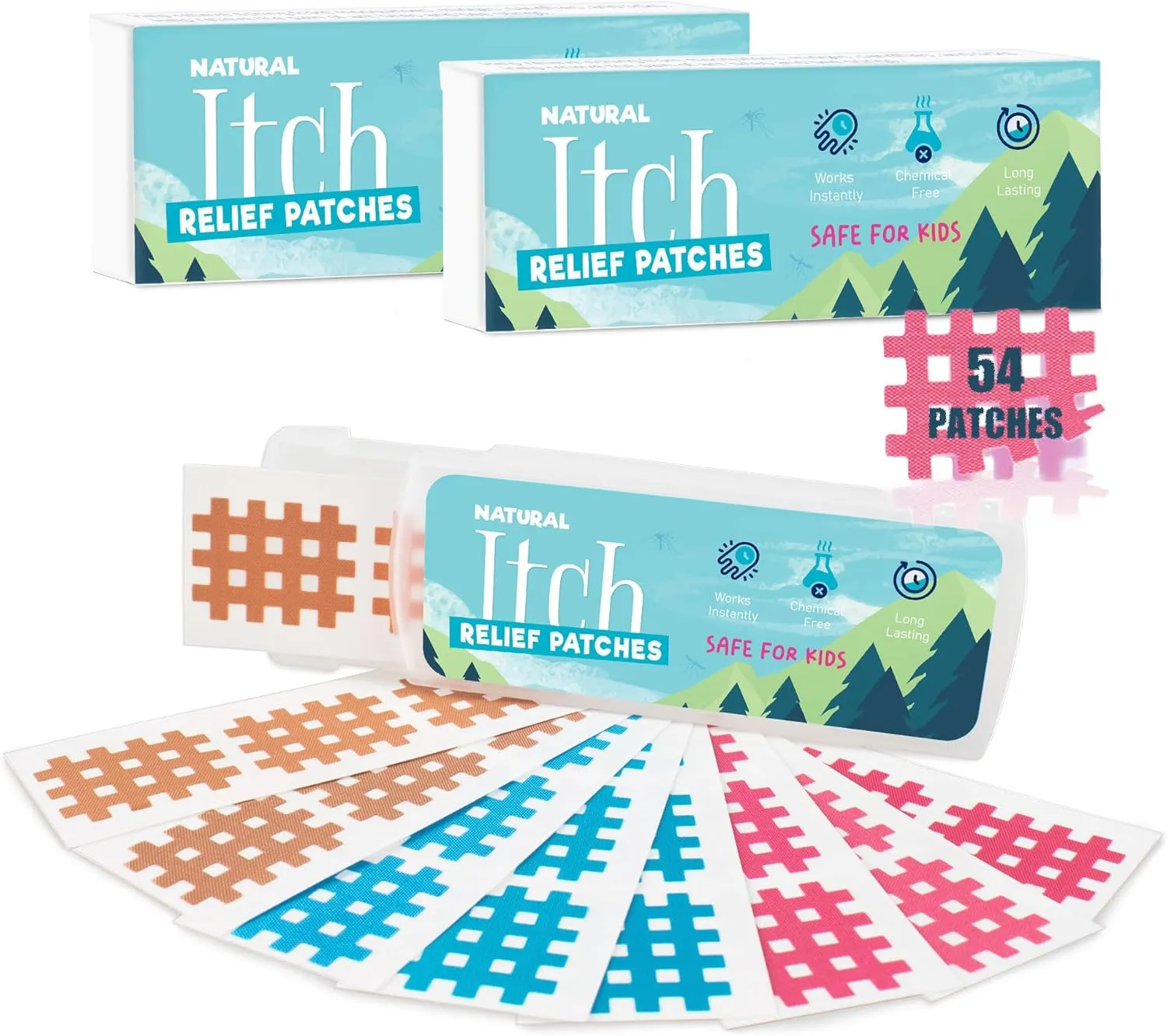 Bite Itch Relief Patches 54 pcs for Kids & Adults, Reduces Itch & Swell, Natural Anti Itch Patches Kid-Friendly for Travel, Hiking, Summer Camp Essentials