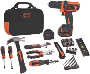 BLACK DECKER 12V MAX Drill & Home Tool Kit, 60-Piece (BDCDD12PK)