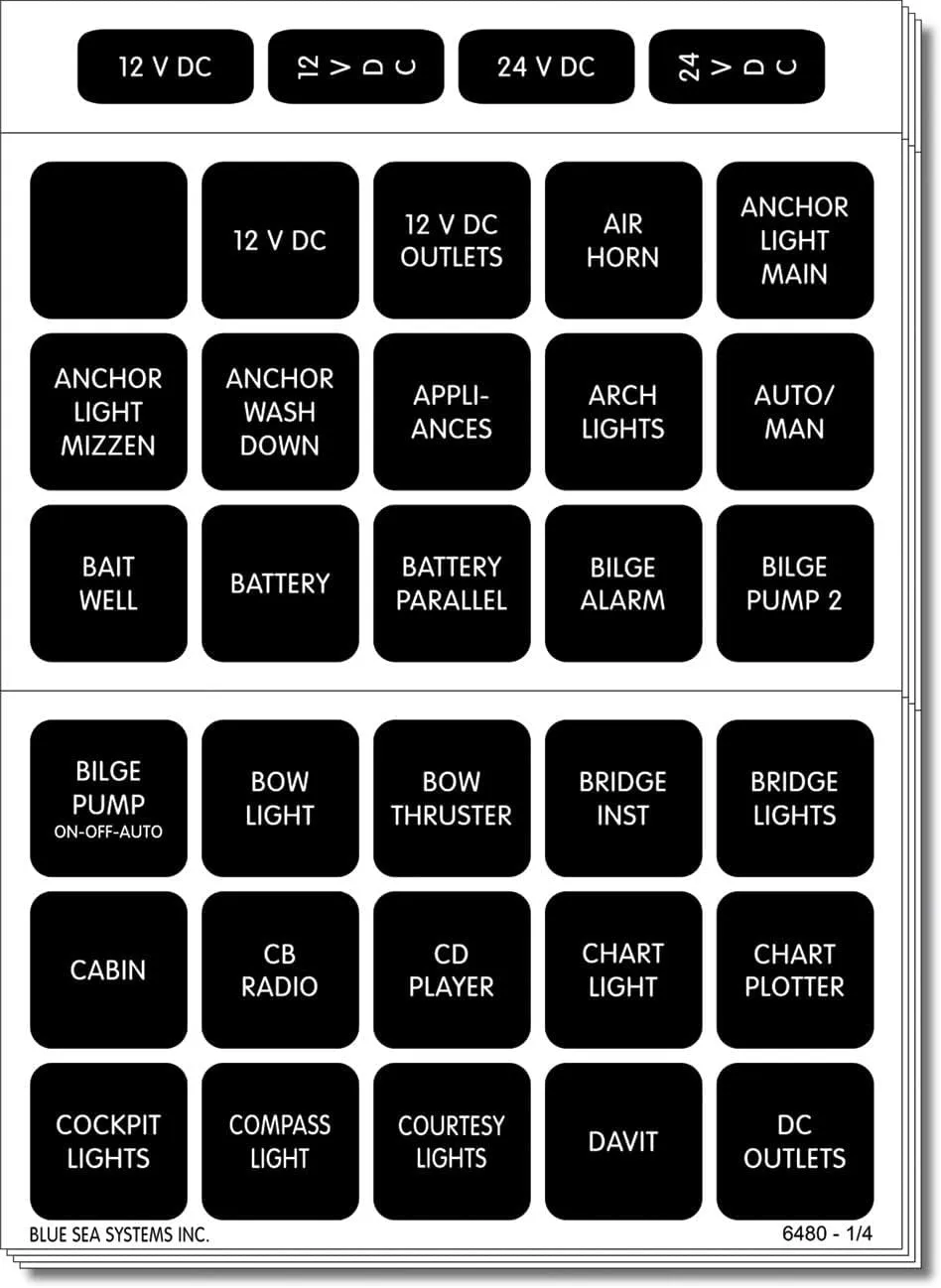 Blue Sea Systems 4217 WeatherDeck Water Resistant Panel Labels