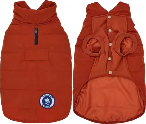 Blueberry Pet Dog Winter Coat - Cozy Quilted Rusty Orange Puffer Jacket, Windproof & Waterproof, Warm Dog Jacket for Small Dogs - 13 3/4" Back Length, Medium Dog Coat, Stylish Winter Gear