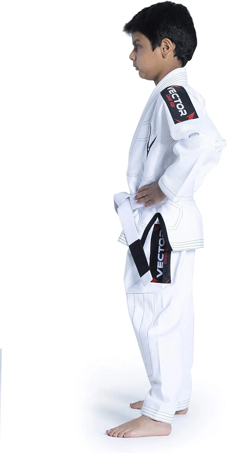 Brazilian BJJ Gi Jiu Jitsu Gi for Child Kids Gi Uniform Durable Pant & Jacket 100% Cotton with Free Belt
