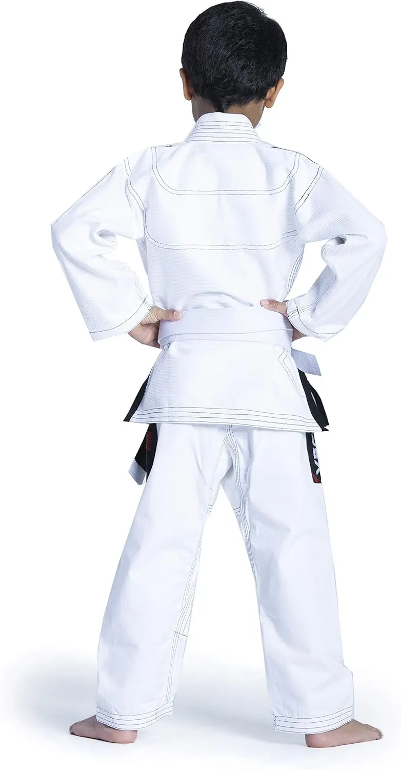 Brazilian BJJ Gi Jiu Jitsu Gi for Child Kids Gi Uniform Durable Pant & Jacket 100% Cotton with Free Belt