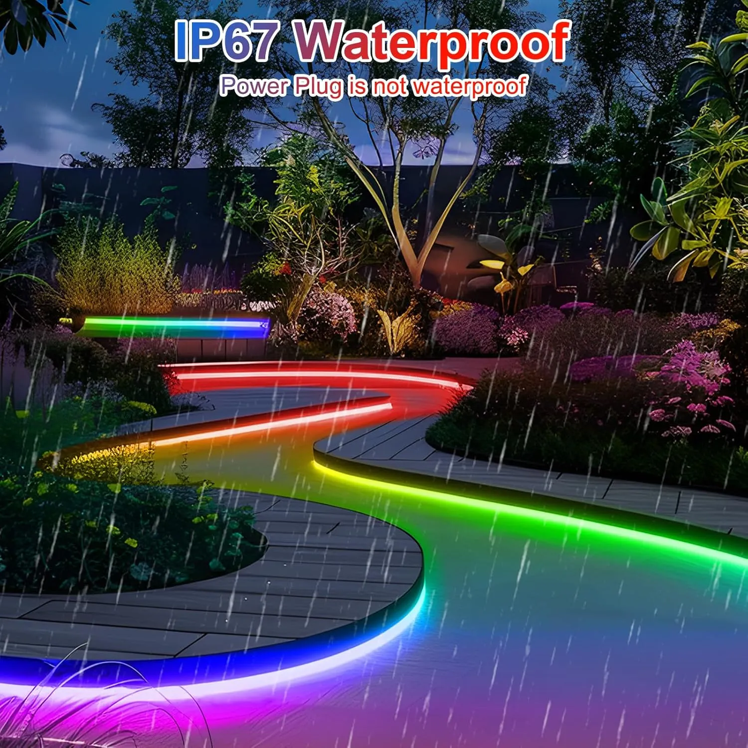 Brillihood RGB Neon Rope Light, Flexible 120V LED Neon Light Strip, SMD5050 80LEDs/M Outdoor Waterproof Neon Lighting with RF Remote & 2M Controller Plug for Home Building Commercial Decor, 10M/32.8Ft
