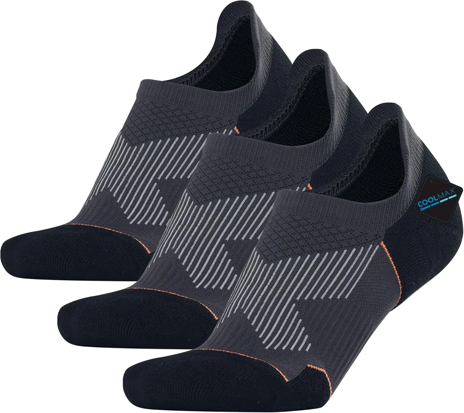 BRISIRA Bamboo Viscose Coolmax Compression Running No Show Socks Men Cushioned Moisture Wicking Arch Support Athletic Padded