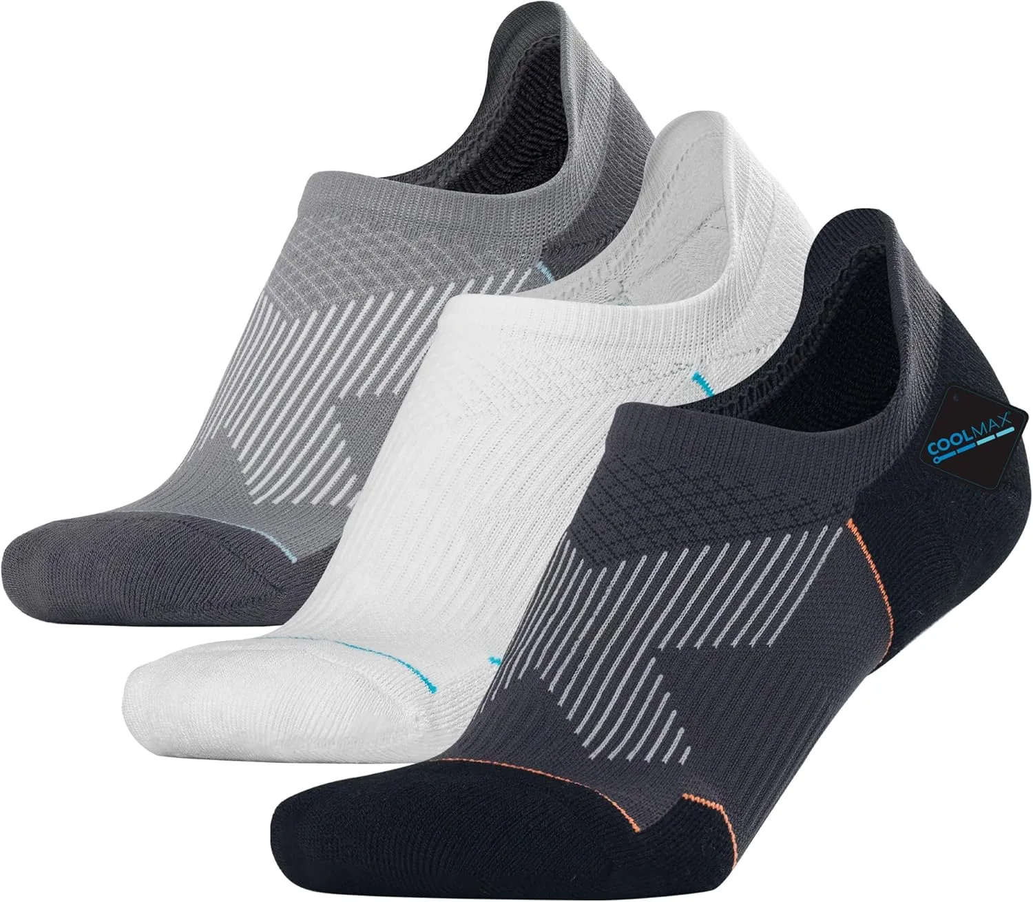 BRISIRA Bamboo Viscose Coolmax Compression Running No Show Socks Men Cushioned Moisture Wicking Arch Support Athletic Padded