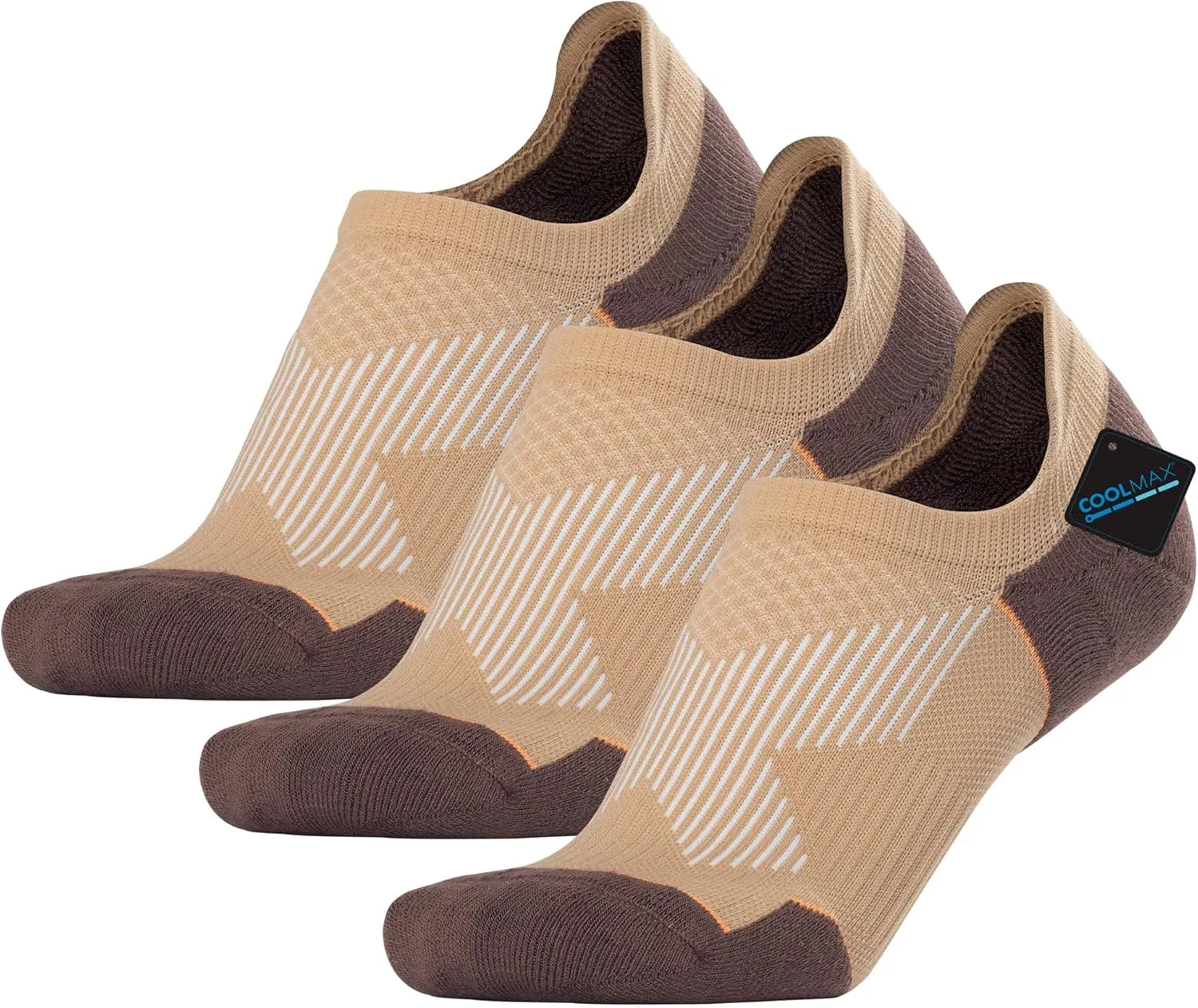 BRISIRA Bamboo Viscose Coolmax Compression Running No Show Socks Men Cushioned Moisture Wicking Arch Support Athletic Padded
