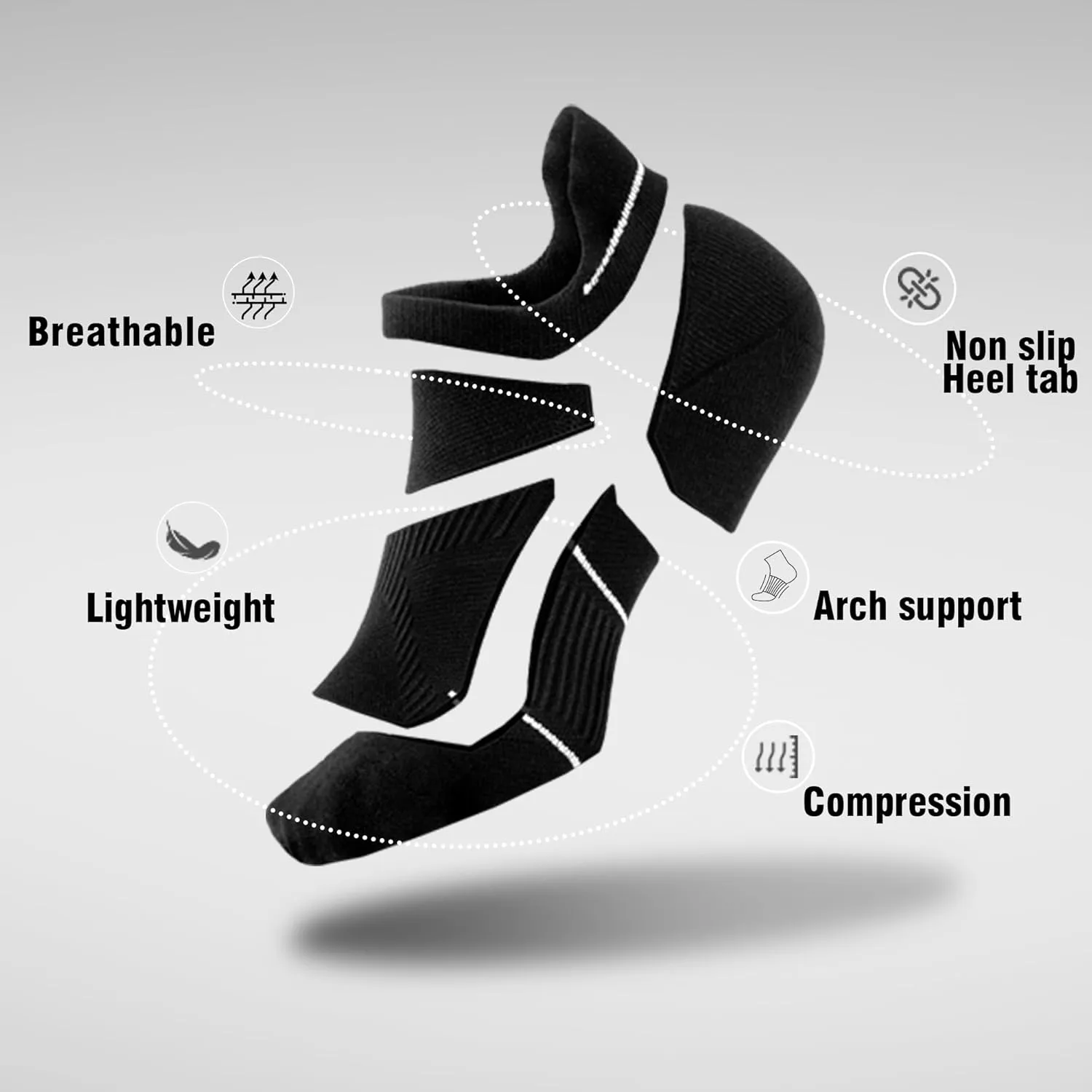 BRISIRA Bamboo Viscose Coolmax Mens No Show Socks Cushioned Moisture Wicking Anti Blister Athletic Low Cut Socks