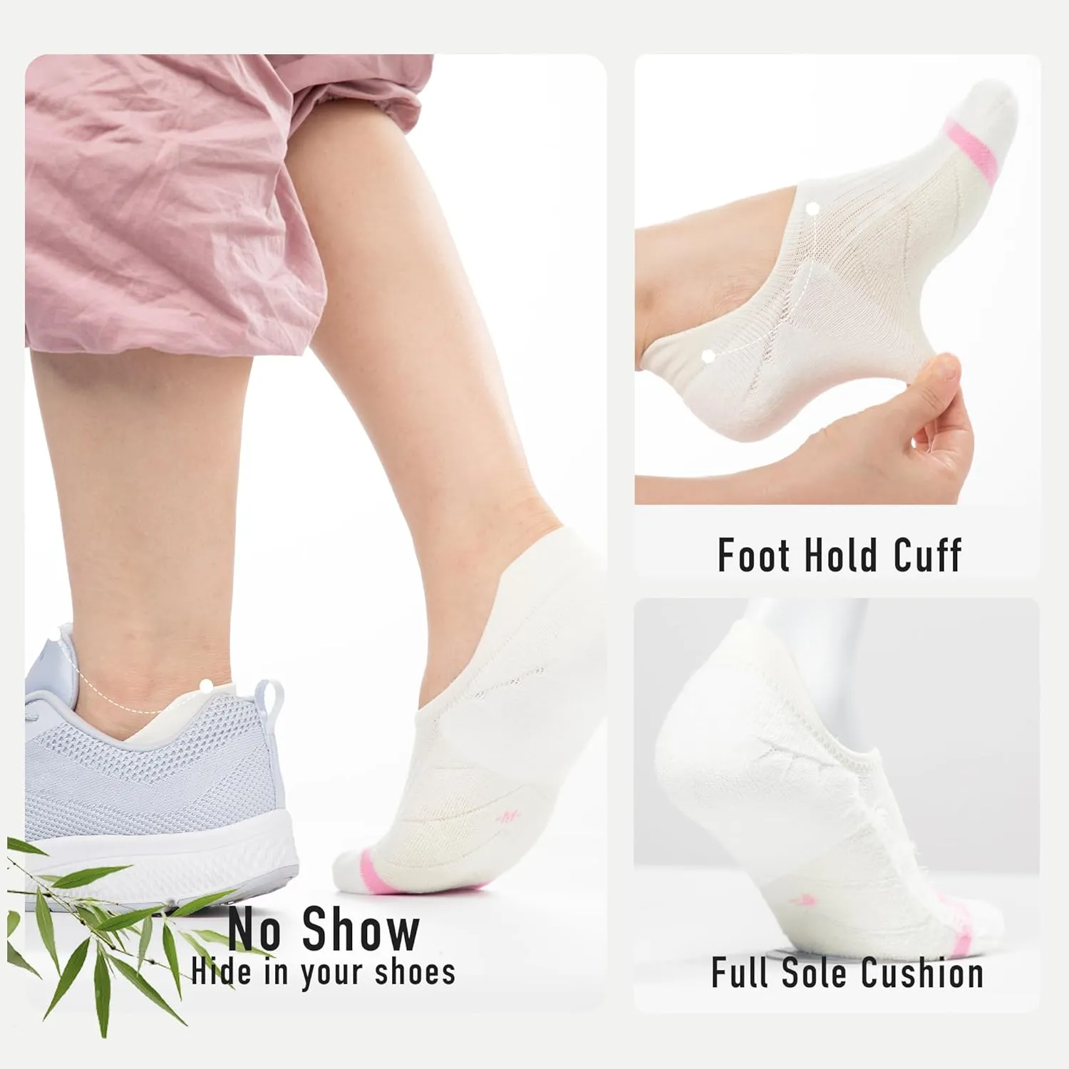 BRISIRA Bamboo Viscose Coolmax Running Golf No Show Socks Women Compression Moisture Wicking Performance Low Cut Tab Athletic