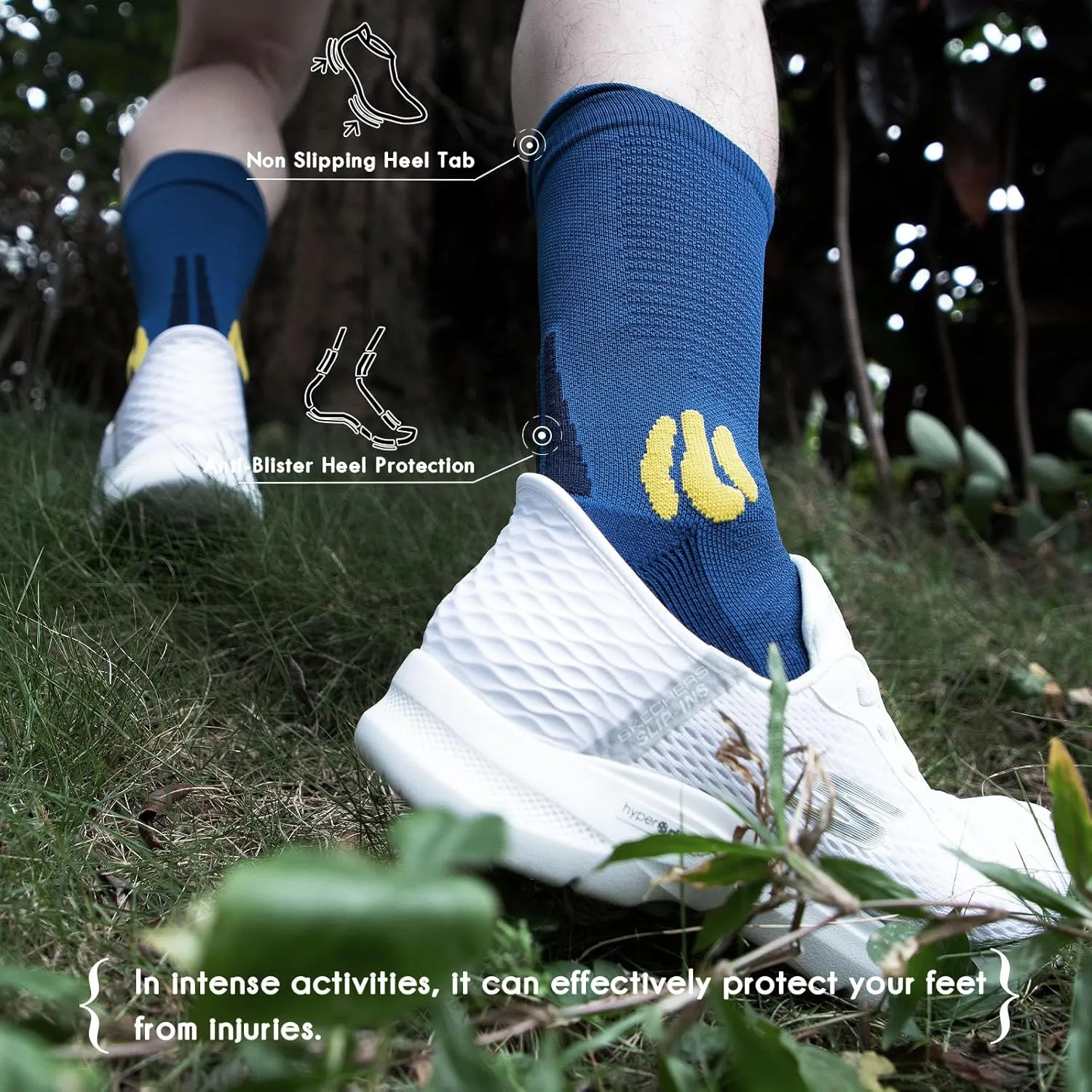BRISIRA Coolmax Bamboo Viscose Compression Anti Blister Hiking Socks Crew Mid Calf Moisture Wicking Anti Odor Tennis Cushion