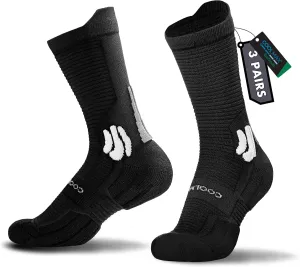 BRISIRA Coolmax Bamboo Viscose Compression Anti Blister Hiking Socks Crew Mid Calf Moisture Wicking Anti Odor Tennis Cushion