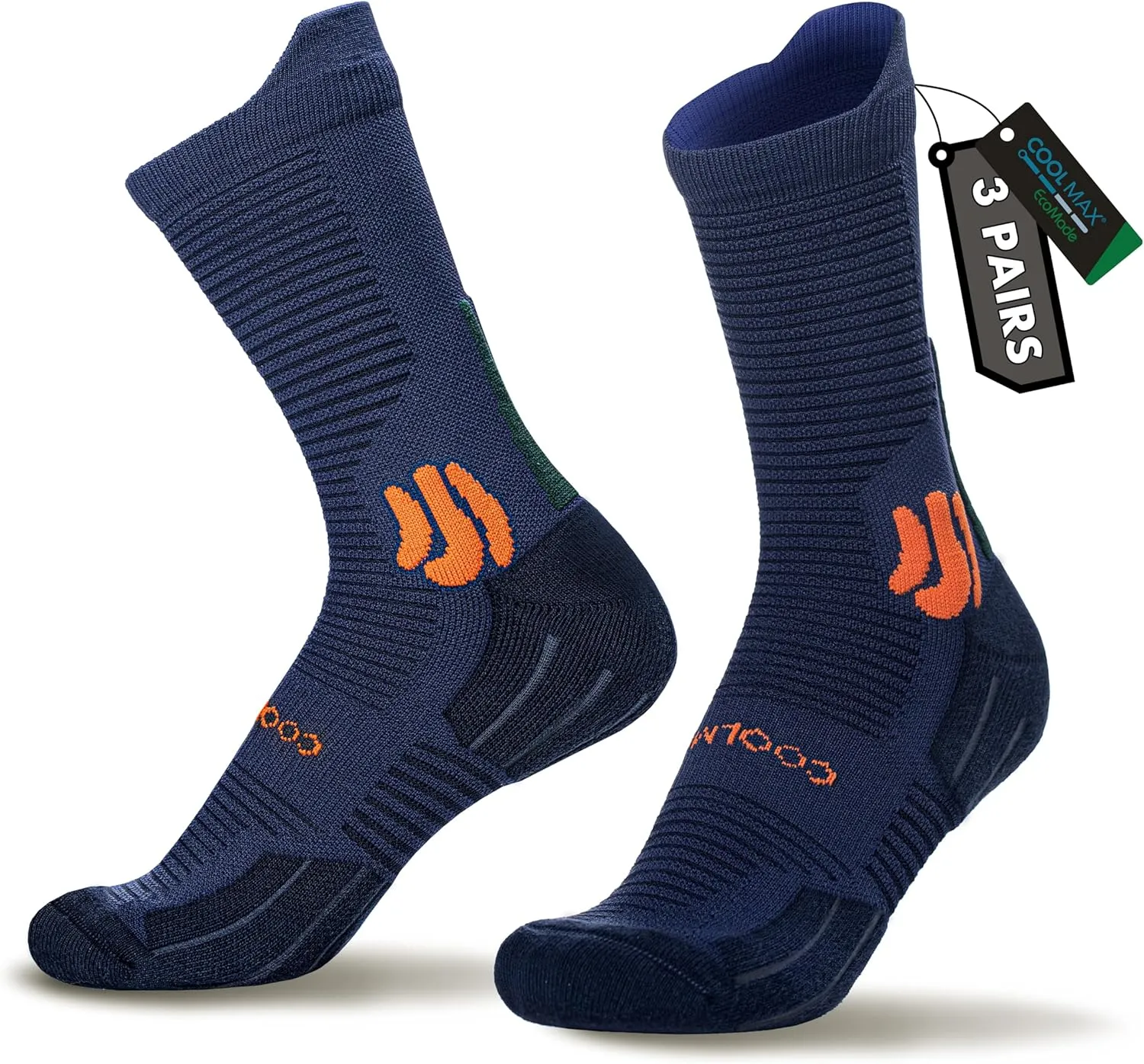 BRISIRA Coolmax Bamboo Viscose Compression Anti Blister Hiking Socks Crew Mid Calf Moisture Wicking Anti Odor Tennis Cushion