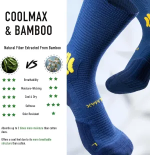 BRISIRA Coolmax Bamboo Viscose Compression Anti Blister Hiking Socks Crew Mid Calf Moisture Wicking Anti Odor Tennis Cushion