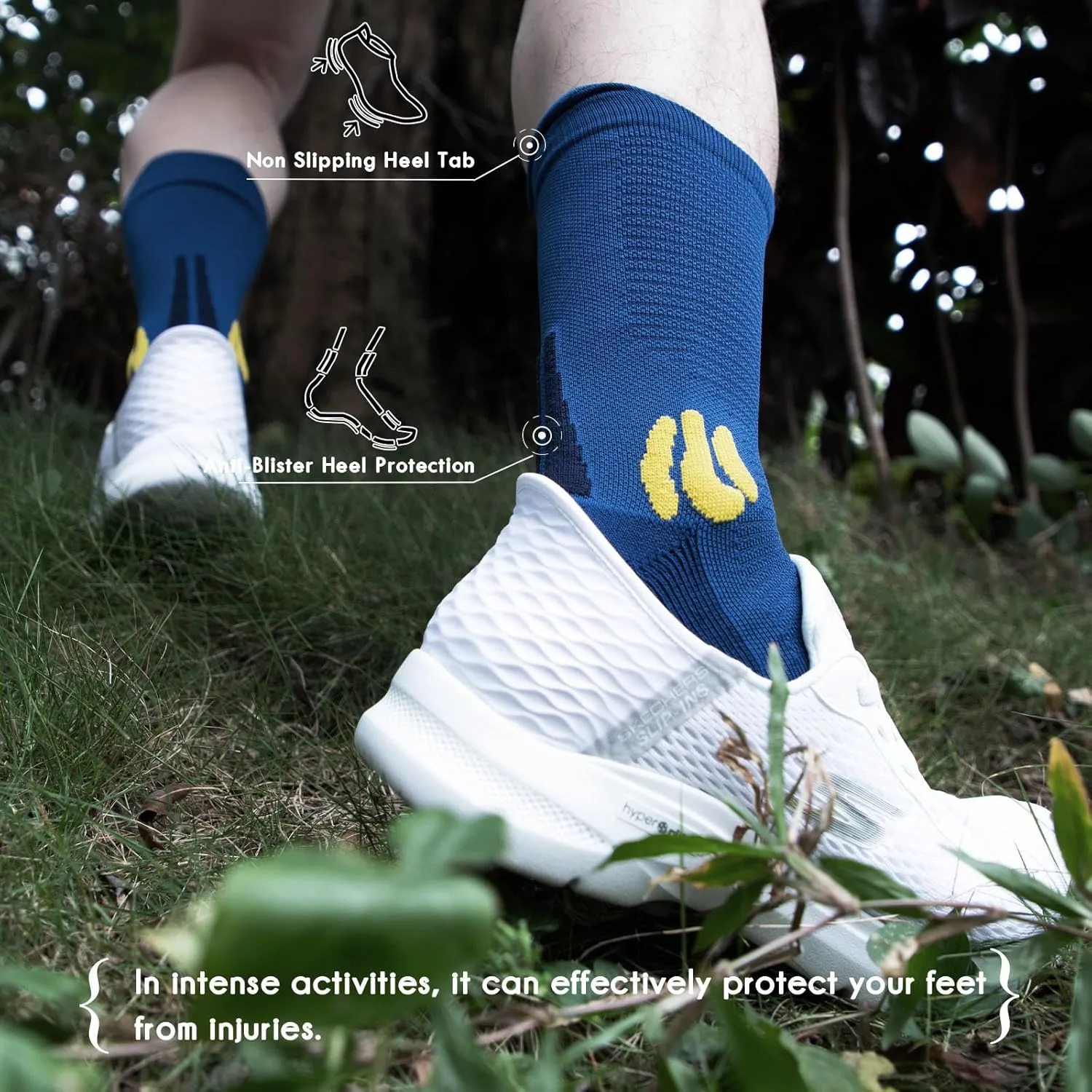 BRISIRA Coolmax Bamboo Viscose Compression Anti Blister Hiking Socks Crew Mid Calf Moisture Wicking Anti Odor Tennis Cushion