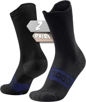 BRISIRA Coolmax Bamboo Viscose Compression Anti Blister Hiking Socks Crew Mid Calf Moisture Wicking Anti Odor Tennis Cushion