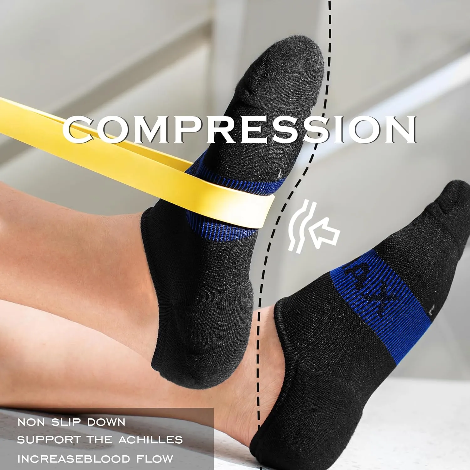 BRISIRA Coolmax Bamboo Viscose Compression No Show Socks Moisture Wicking Cushion Short Low Cut Ankle Athletic Sock for Golf
