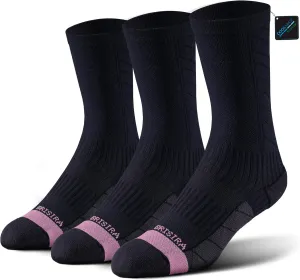 BRISIRA Coolmax Bamboo Viscose Compression Running Crew Socks Women Moisture-Wicking Anti-Blister Cooling Athletic Mid Calf