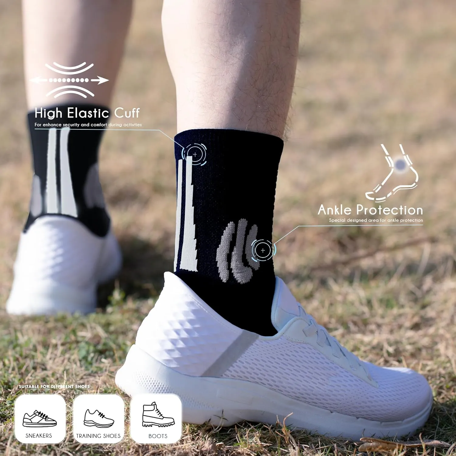 BRISIRA Coolmax Bamboo Viscose Compression Running Socks Quarter Crew Athletic Cushioned Breathable Anti Blister&Sweat&Odor