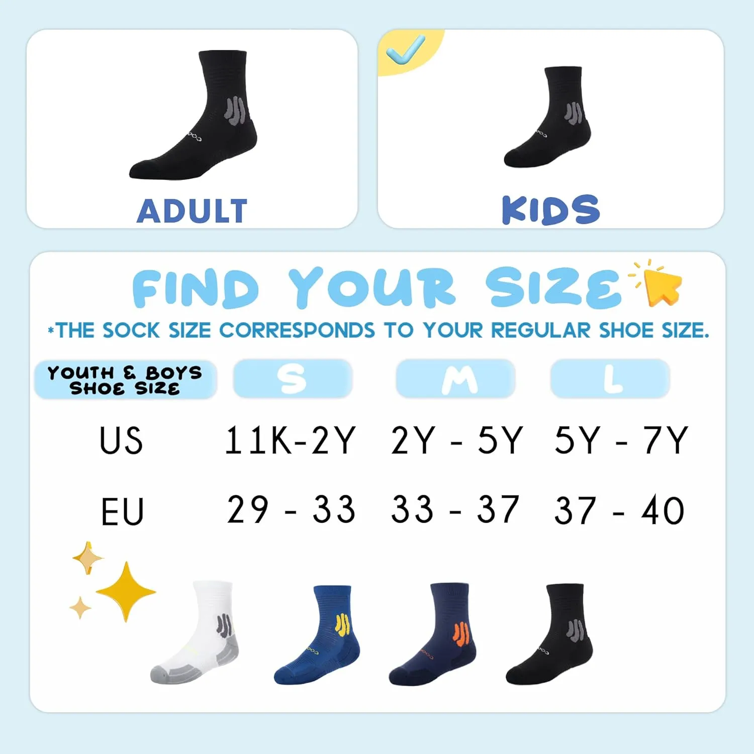 BRISIRA Coolmax Bamboo Viscose Kids Socks Compression Athletic Hiking Running Sports Boys Socks Moisture Wicking for Youth