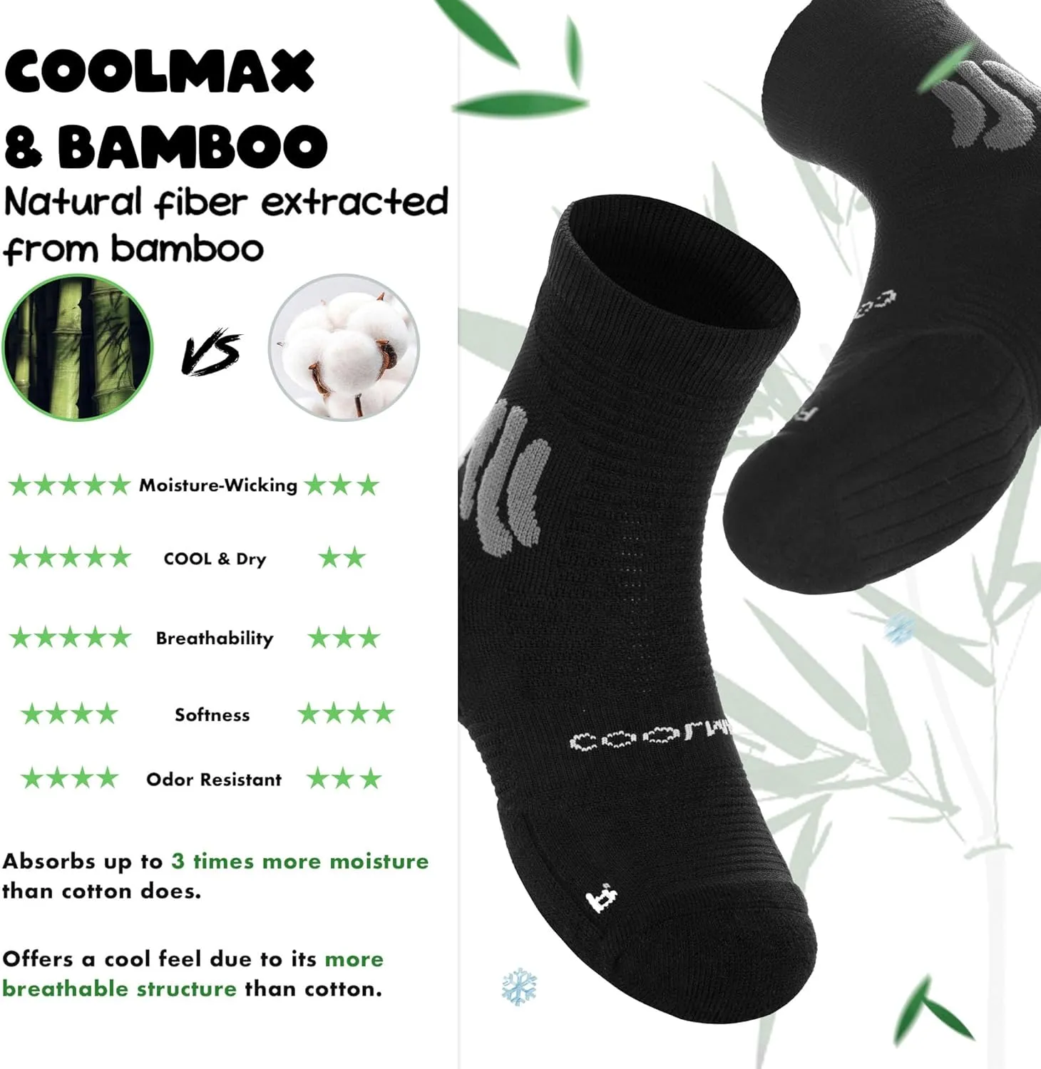 BRISIRA Coolmax Bamboo Viscose Kids Socks Compression Athletic Hiking Running Sports Boys Socks Moisture Wicking for Youth