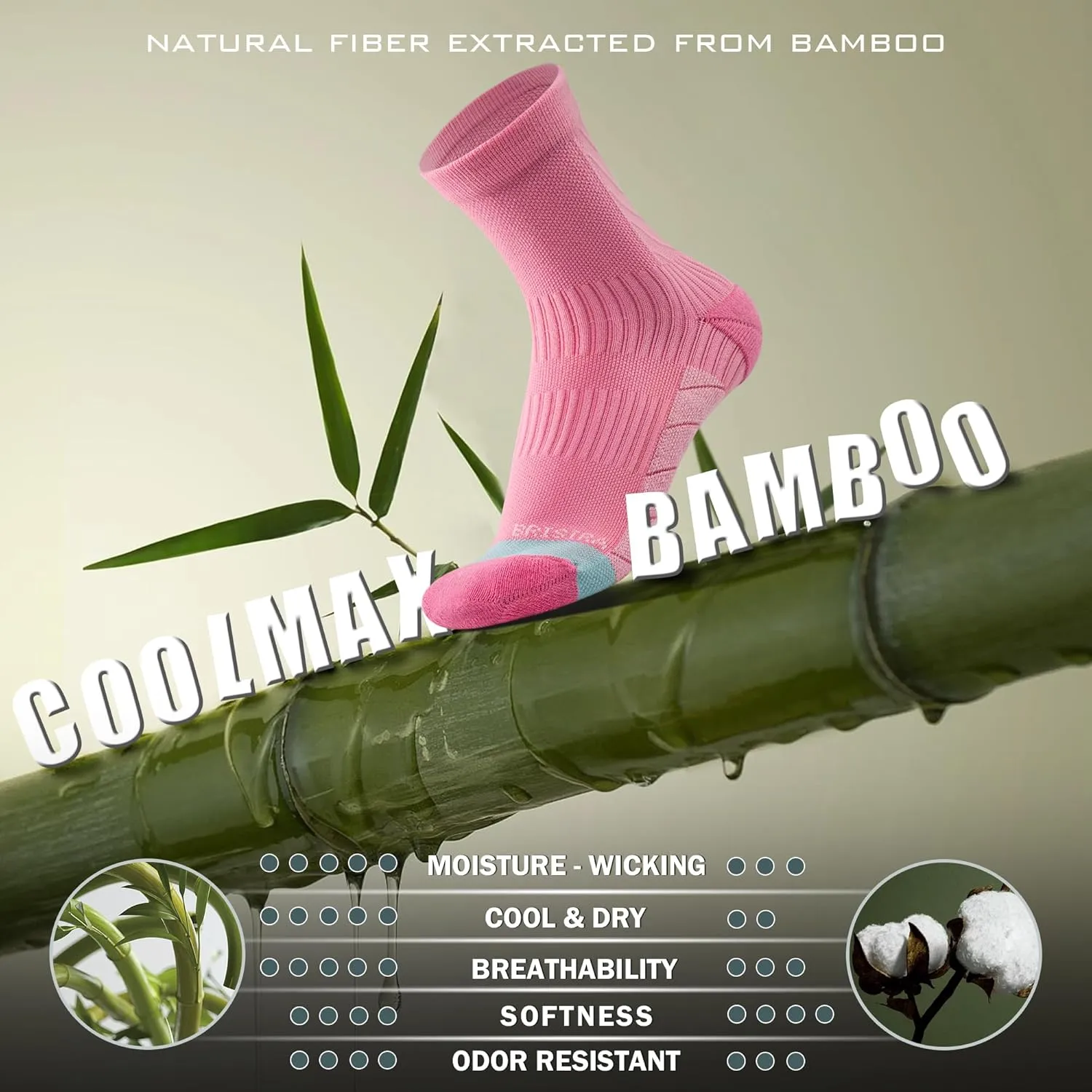 BRISIRA Coolmax Bamboo Viscose Running Compression Quarter Socks Women Moisture Wicking Anti Blister Athletic Ankle Cushion