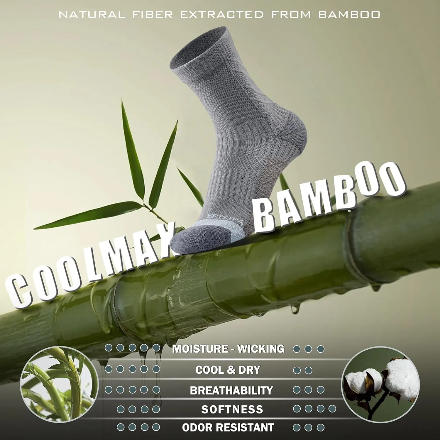 BRISIRA Coolmax Bamboo Viscose Running Compression Quarter Socks Women Moisture Wicking Anti Blister Athletic Ankle Cushion
