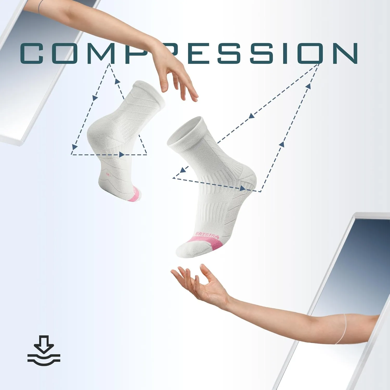 BRISIRA Coolmax Bamboo Viscose Running Compression Quarter Socks Women Moisture Wicking Anti Blister Athletic Ankle Cushion