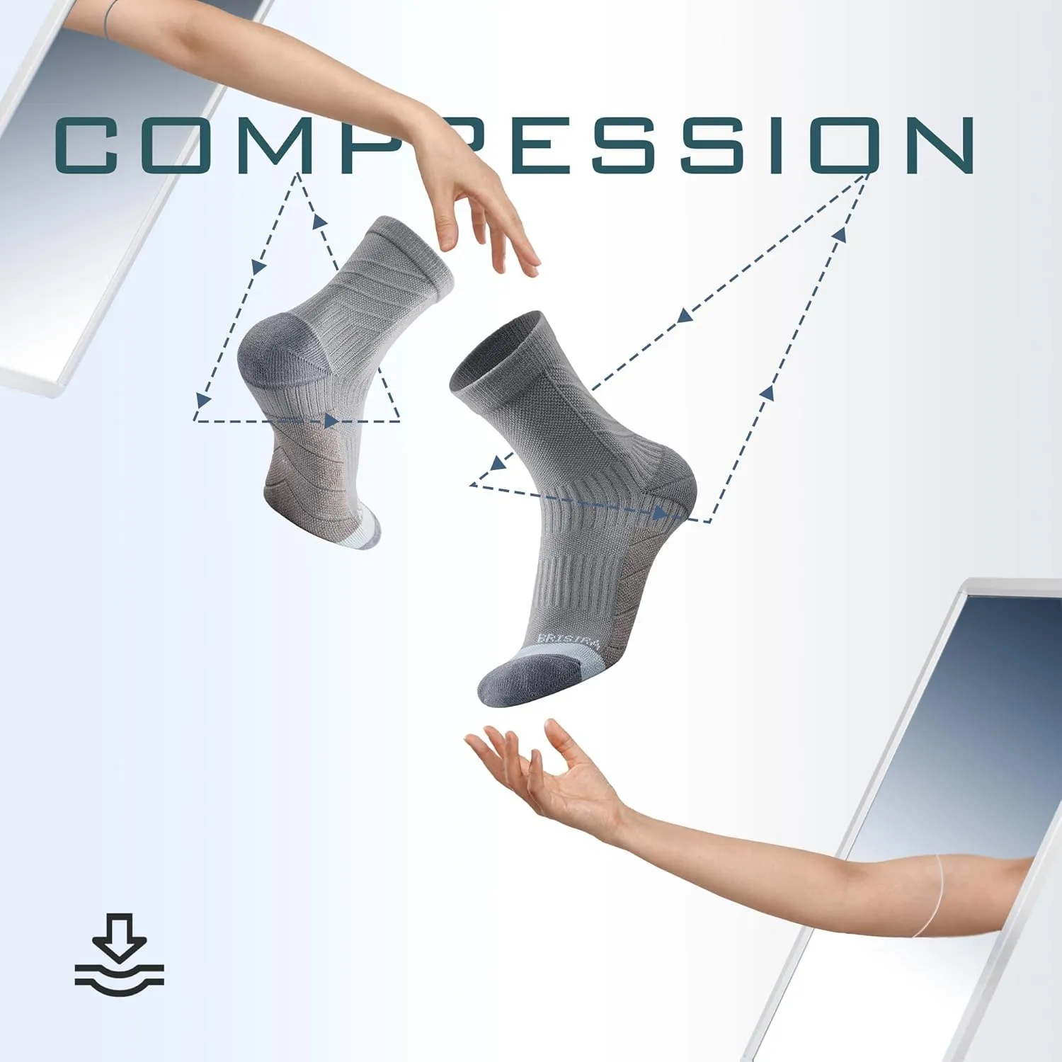 BRISIRA Coolmax Bamboo Viscose Running Compression Quarter Socks Women Moisture Wicking Anti Blister Athletic Ankle Cushion