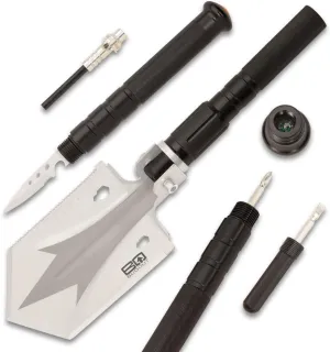 BugOut Small Multi-Function Folding Entrenchment Tool | Stainless Steel | 7" Head | Easily Folds for Compact Carry | Camp Storage Bag Included | Overall 30.75"
