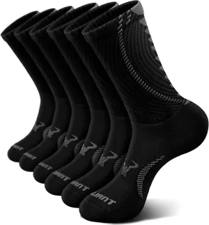 BULLIANT Men Socks, Athletic Compression Crew Socks Cushioned for Men Running Sports Hiking Fishing Arch Support