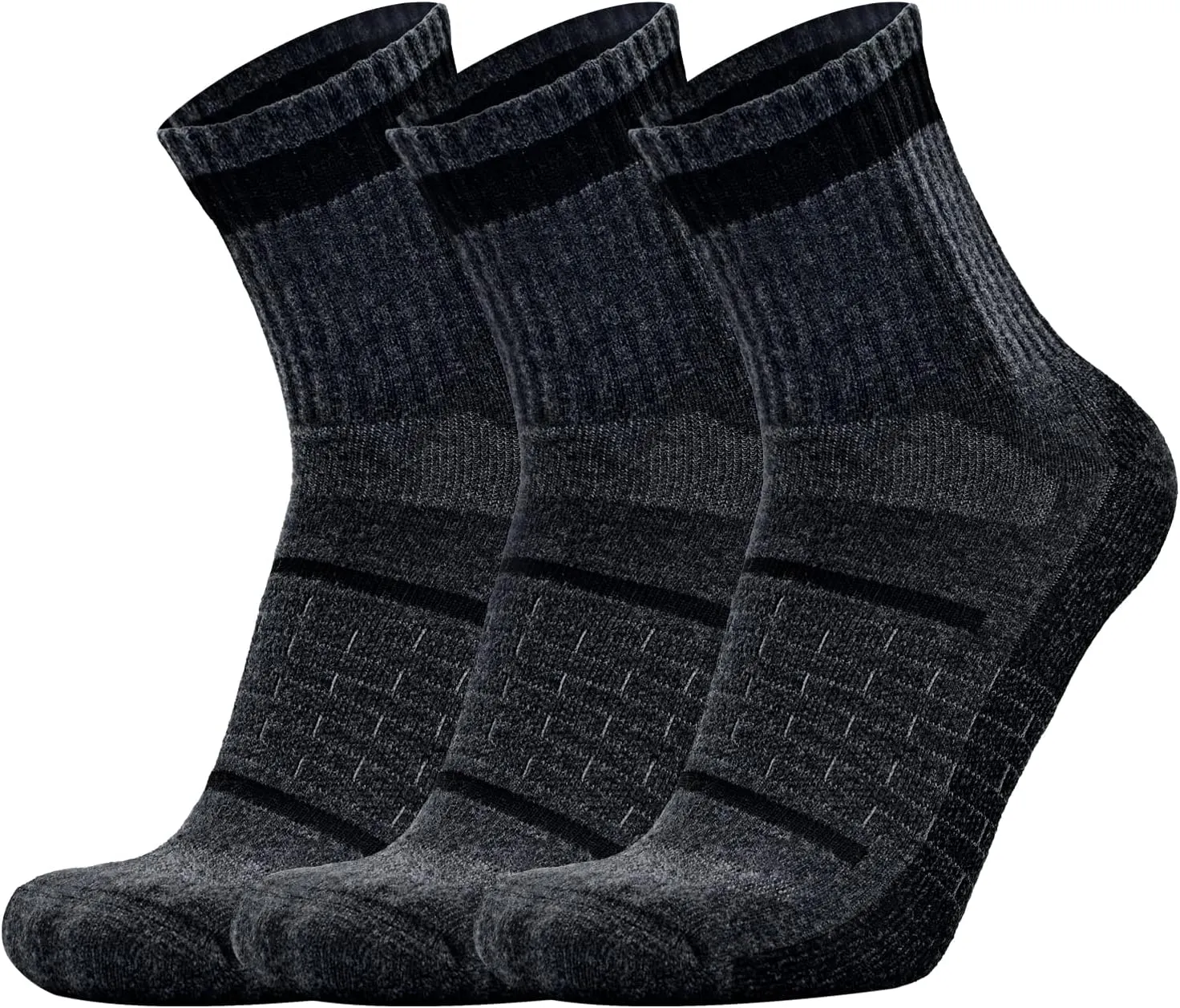 Busy Socks 3 Pack Men's Merino Wool Running Quarter Socks Womens Ankle Thick Cushioned Athletic Socks for Hiking Walking